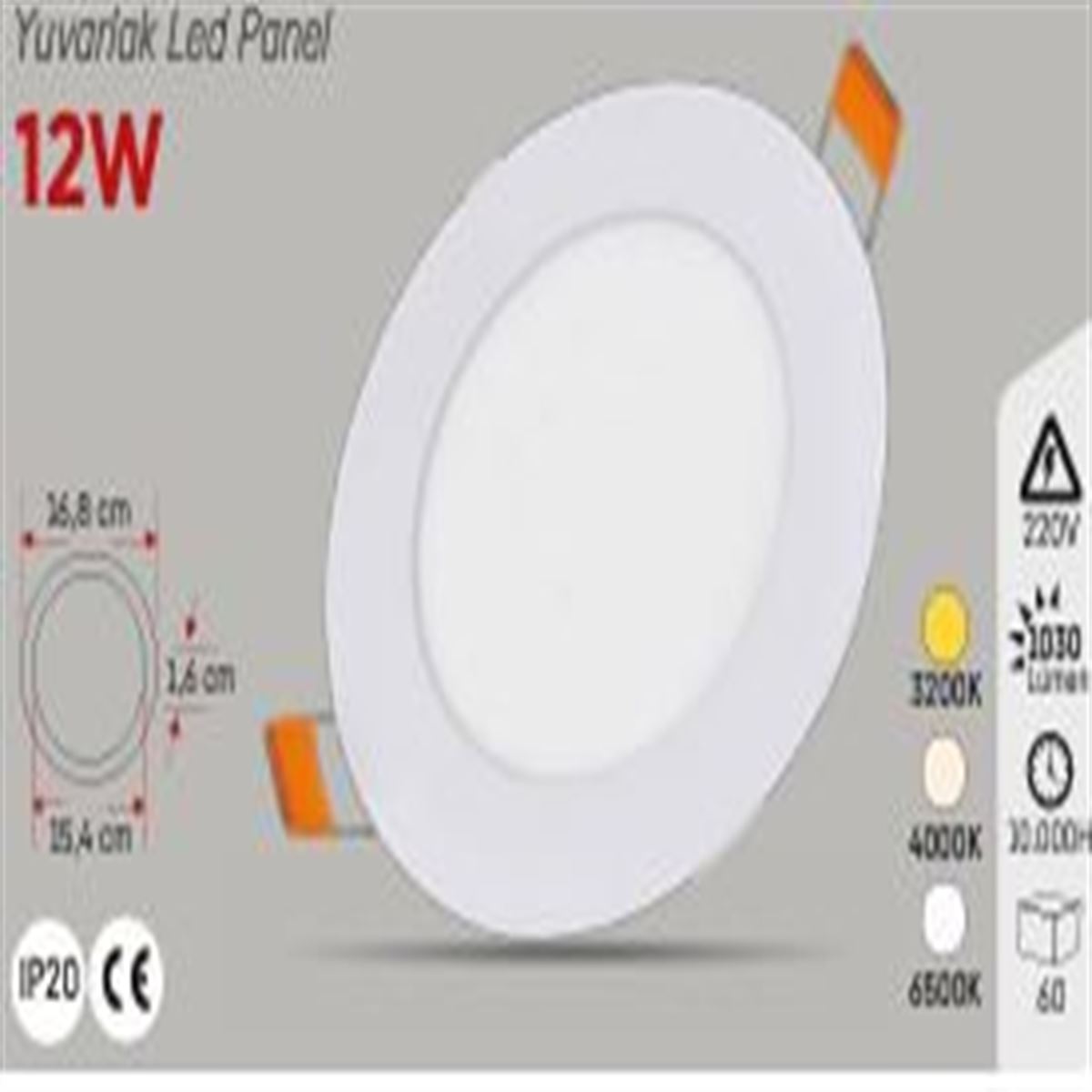 YCL EKO 12W.S.A.YUVARLAK PANEL BEYAZ 1